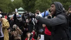 L'acteur, John Boyega lors d'une manifestation de Black Lives Matter.