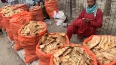 Stall selling old naan in Kabul