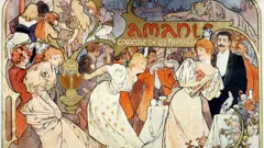 Cartaz de Alphonse Mucha da obra Amants del Theatre de la Renaissance