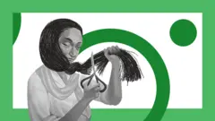 Woman cutting hair