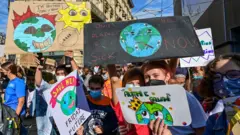 Manifestación de niños por el cambio climático