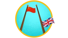 插圖：中國國旗升起，英國國旗降下