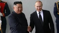 Vladimir Putin and Kim Jong Un, pictured here in 2019
