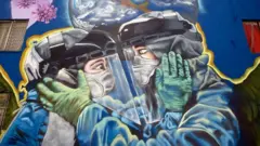 View of a coronavirus-related mural