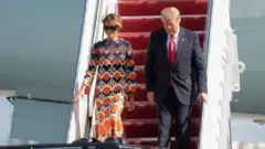 Trump and Melania arriving at Florida after leaving the White House