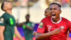 Lalaina Nomenjanahary celebrates scoring for Madagascar against Nigeria