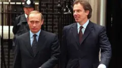 Vladimir Putin with Tony Blair during his visit to 10 Downing Street in April 2000