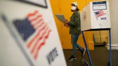 Voting booth, New York City, 22 June 2021