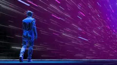 Inteligência artificial: o robô milionário que quer ser reconhecido como pessoa 9 Figura humana digitalizada caminha em direção ao infinito