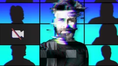 Image stylisée d'Ali Ayad et d'une vidéoconférence