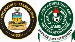 Collage photo of Anambra state government and JAMB's logo
