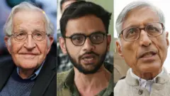 जाने-माने बुद्धिजीवी नोम चोमस्की और महात्मा गांधी के पोते राजमोहन गांधी ने दिल्ली दंगे के अभियुक्त छात्र नेता उमर ख़ालिद को क़ैद में रखे जाने के पर सवाल उठाए हैं