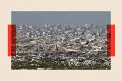 Destrucción en Gaza vista desde el lado israelí de la frontera entre Israel y Gaza, en el sur de Israel, el 21 de enero de 2026.