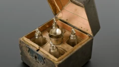 A 17th Century leather covered perfume case from the Netherlands