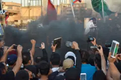 اعتراض در مقابل سفارت سوئد در بغداد