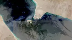 Imagen satelital del estrecho de Bab el-Mandeb