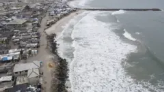 Aerial view of the shoreline
