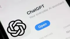 スマートフォン画面に表示されたチャットGPTアプリのクローズアップ画像