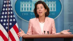 US Commerce Secretary Gina Raimondo speaks during the daily press briefing at the White House on September 06, 2022 in Washington, DC. Secretary Raimondo spoke on the recent passage of the CHIPS and Science Act of 2022, legislation to encourage the construction of microprocessor manufacturing facilities in the United States.
