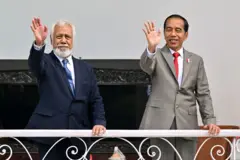 Pertemuan antara Presiden Joko Widodo dengan Perdana Menteri Republik Demokratik Timor-Leste, Kay Rala Xanana Gusmao, di Istana Kepresidenan Bogor, Provinsi Jawa Barat, pada Jumat, 26 Januari 2024