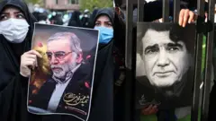 از راست مراسم خاکسپاری شجریان در توس، و اعتراض هواداران برنامه هسته‌ای به اسرائیل و آمریکا در تهران
