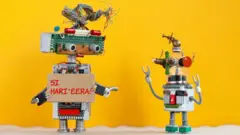 A robot made of spare parts tells another: "Si hari'eera!''