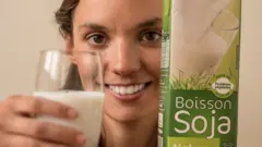 femal with soya milk