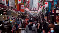 Busy shopping street in Tokyo