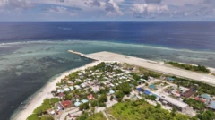 Vista aérea de la isla de Pagasa en el Mar de China Meridional.