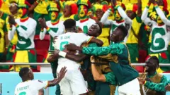 የሴኔጋል ተጫዋቾች በኳታር ላይ ግብ ባስቆጠሩበት ጊዜ 