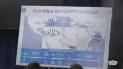 Mapa apresentado no Pentágono para detalhar a operação que EUA fizeram no Irã