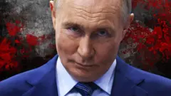 Владимир Путин на кровавом фоне