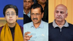 आम आदमी पार्टी नेता मनीष सिसोदिया, अरविंद केजरीवाल और आतिशी 