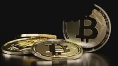 Bitcoin com marcacaça níqueis valendo dinheiromordida