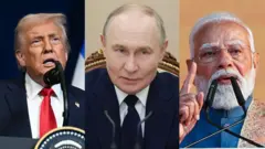ट्रंप, पुतिन और मोदी की तस्वीरें