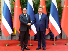 Chinese President Xi Jinping and Thailand's Prime Minister Anutin Charnvirakul shake hands as they meet on the sidelines of the World Artificial Intelligence Conference (WAIC) in Shanghai, China July 17, 2026. China Daily via REUTERS ATTENTION EDITORS - THIS IMAGE WAS PROVIDED BY A THIRD PARTY. CHINA OUT. NO COMMERCIAL OR EDITORIAL SALES IN CHINA.
