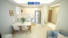 Amerikan mutfağa sahip bir salon