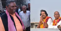 चुनाव प्रचारका क्रममा उ﻿पेन्द्र यादव र सीके राउत