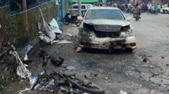 ဆိုင်ကယ်မှာတွဲချိတ်ထားတဲ့ မိုင်းပေါက်ကွဲမှု