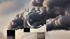 Fumaça sobe de chaminés, com a queima de combustíveis fósseis