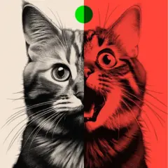 Imagem de um gato real e outra gerada por IA