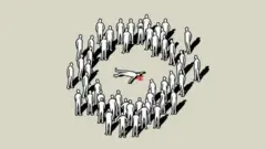 হাতে আঁকা ছবিতে একটি দেহ মাটিতে পড়ে আছে, পাশে তাকে ঘিরে গোল করে দাঁড়িয়ে আছে অনেকজন