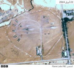 صور أقمار صناعية التقطتها Planet Labs تاريخ 22 أبريل تظهر علامة حرق في نفس الموقع.