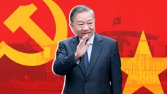 Ảnh thiết kế: Ông Tô Lâm trên nền cờ Đảng và tòa nhà Quốc hội 