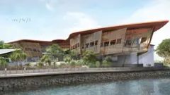 Ilustración arquitectónica del Centro Cultural Larrakia, en Darwin, Australia