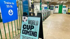 Letrero de la copa del mundo en el metro de NY