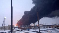 Нефтеперерабатывающий завод в Рязани после атаки дронов