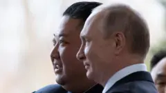 Russian President Vladimir Putin with North Korean leader Kim Jong Un