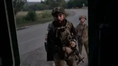 Soldados ucranianos en la frontera entre Donetsk y Dnipropetrovsk