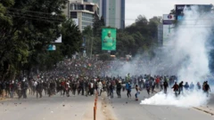 Crowd of protesters for Nairobi
